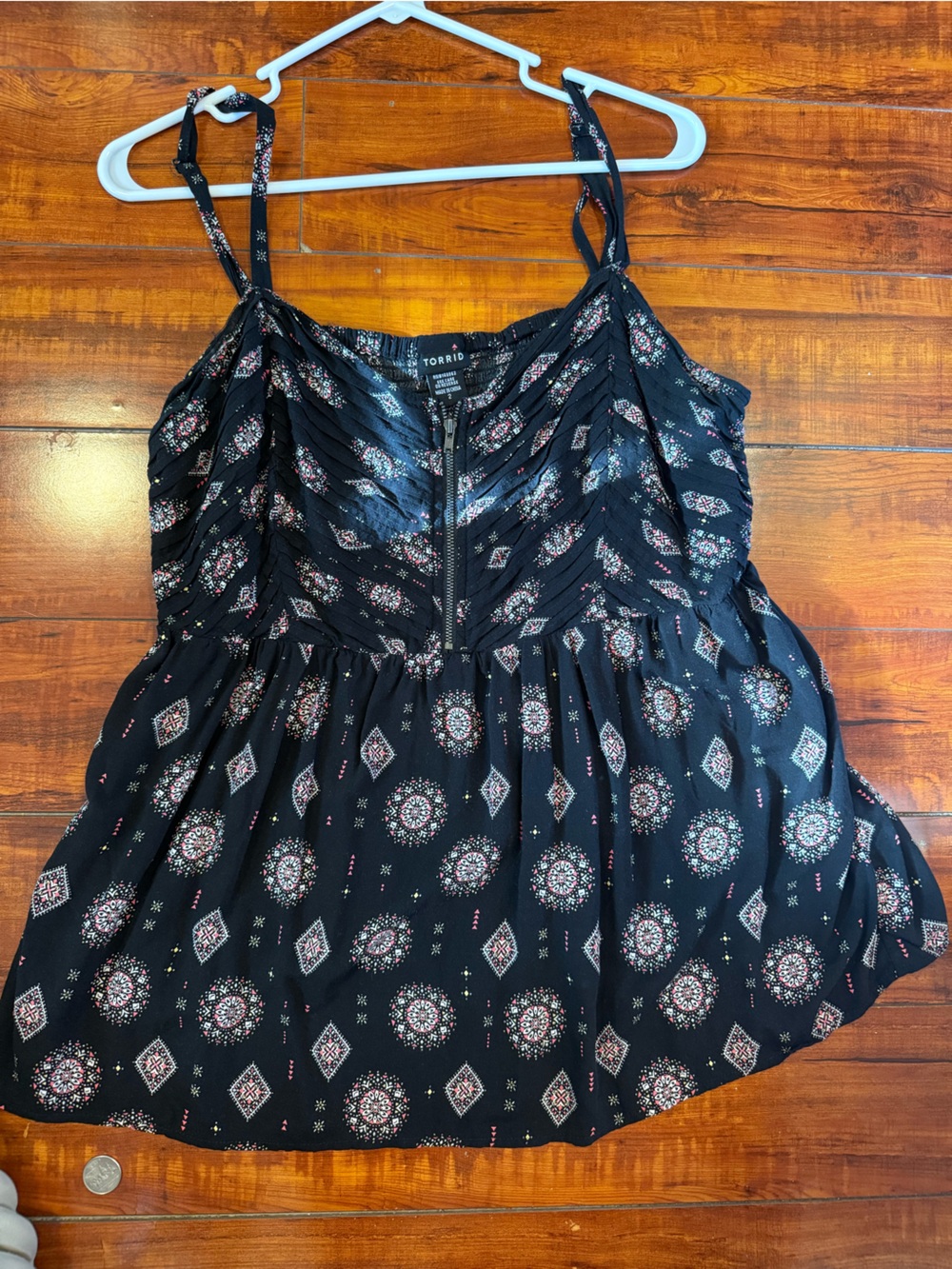 torrid Black Floral Medallion Smocked Cami